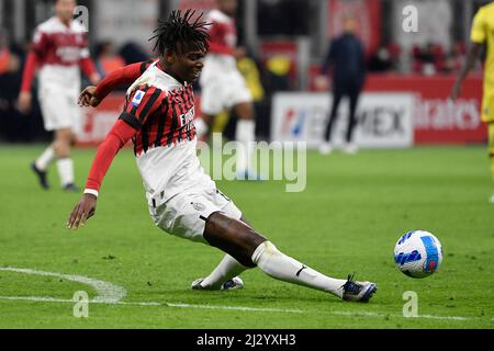 Roma, Italy. 04th Apr, 2022. Rafael Leao of Milan during the Serie A football match between Milan and Bologna at Giuseppe Meazza stadium in Milan (Italy), April 4th, 2022. Photo Andrea Staccioli/Insidefoto Credit: insidefoto srl/Alamy Live News Stock Photo