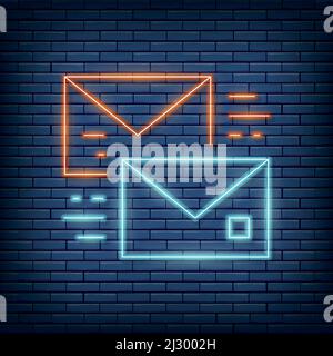 Vector letter, communication, dialogue neon sign. Vector illustration in neon style. Stock Vector