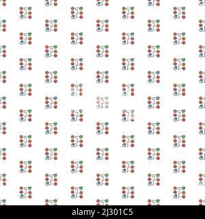 Vector correct solution, labyrinth, algorithm pattern with various icons. Stock Vector