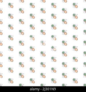 Vector hand click, button press, finger touch pattern with various icons. Stock Vector