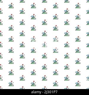 Vector mountain with arrow, target, goal pattern with various icons. Stock Vector