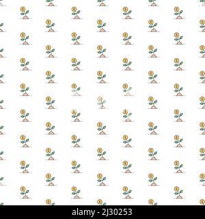 Vector money tree, save money, invest pattern with various icons. Stock Vector