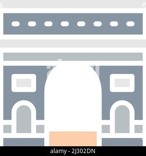 Kiev, Ukraine - March 1, 2022: Vector Triumphal Arch, France, landmark white line icon. Stock Vector