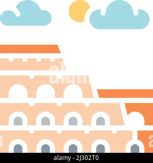 Kiev, Ukraine - March 1, 2022: Vector Coliseum, Italy, landmark white line icon. Stock Vector