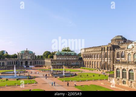 Dresden, Zwinger, Zwingerhof with Wall Pavilion, French Pavilion and Semper Gallery Stock Photo