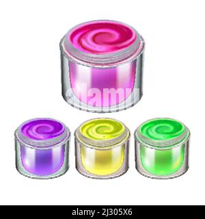Hair Paint Multicolor Cosmetic Packages Set Vector Stock Vector