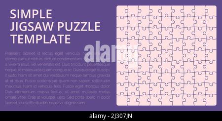 Simple jigsaw puzzle template - completed pieces on right side, empty space for text left Stock Vector