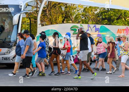 Tourists Valladolid , Yucatan, Mexico Stock Photo