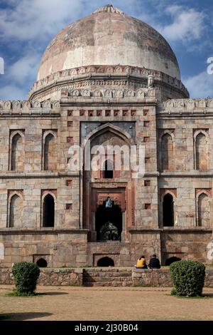 New Delhi, India.  Lodi Gardens.  Bara Gumbad Tomb.  Late 15th. Century. Stock Photo