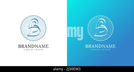 Handwritten initial capital letter SB or BS abstract logo in striped wavy circle. Business identity logotype concept. S B monogram art typography sign vector eps design template Stock Vector