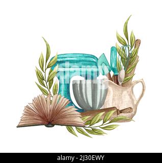 https://l450v.alamy.com/450v/2j30ewy/baking-watercolor-illustration-with-kitchen-utensils-blue-mixer-recepies-book-on-white-background-baking-logo-2j30ewy.jpg