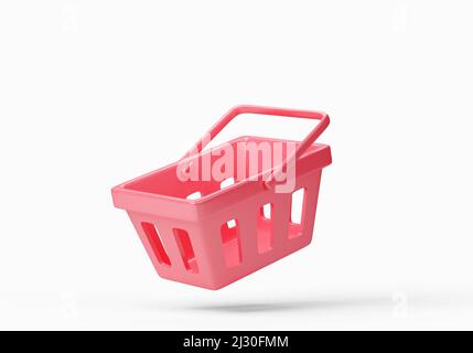 Red vintage shopping basket isolated on white background. Retro design Stock Photo