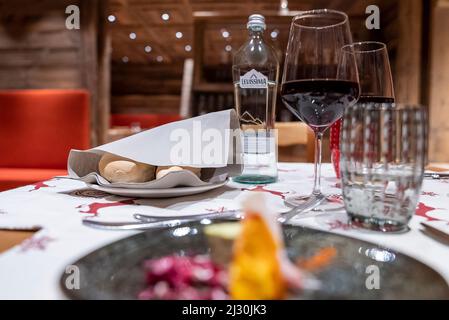 Food and beverage served on dining table at luxury resort Stock Photo