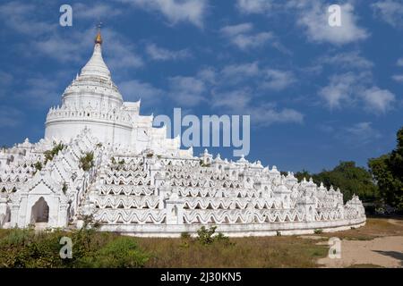 Myanmar, Burma.  Mingun, near Mandalay.  Hsinbyume Paya Stupa, completed 1816, representing Mount Meru. Stock Photo