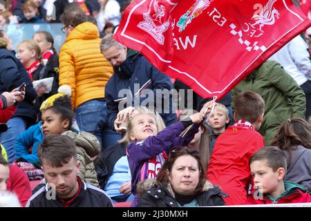 Bristol, UK. 3rd April 2022. Supporters at Women’s Championship game between Bristol City and Liverpool at Ashton Gate. Stock Photo