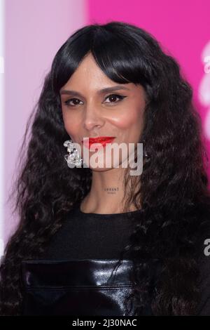 Tamara Marthe (aka Shy'm) attends the pink carpet during the 5th Canneseries Festival, on April 04, 2022 in Cannes, France. Photo by David Niviere/ABACAPRESS.COM Stock Photo