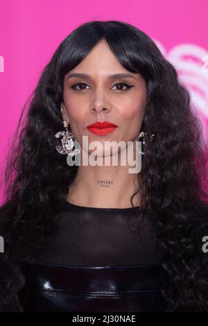 Tamara Marthe (aka Shy'm) attends the pink carpet during the 5th Canneseries Festival, on April 04, 2022 in Cannes, France. Photo by David Niviere/ABACAPRESS.COM Stock Photo