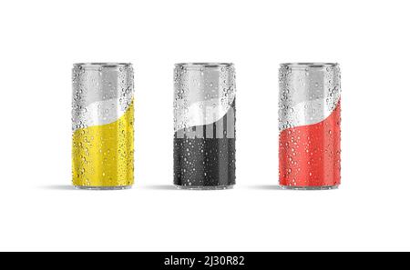 Blank colored aluminum narrow 280 ml soda can mockup, front view Stock Photo