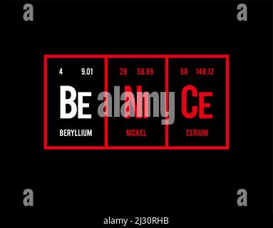 Periodic Table of Elements on black background in vector illustration. Stock Vector