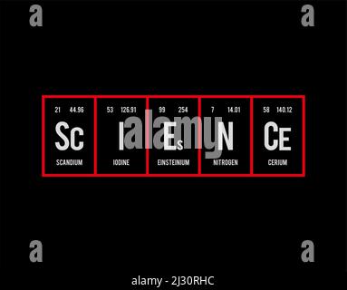 Periodic Table of Elements on black background in vector illustration. Stock Vector