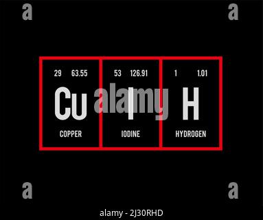 Periodic Table of Elements on black background in vector illustration. Stock Vector