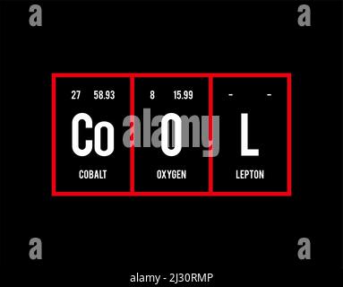 Periodic Table of Elements on black background in vector illustration. Stock Vector