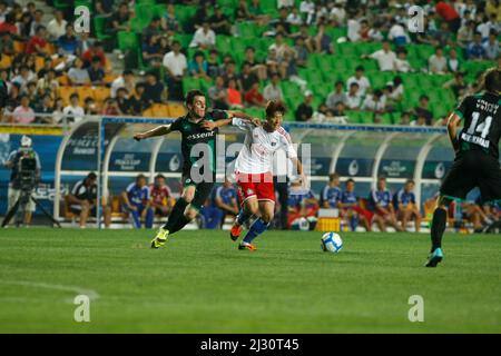 July 20, 2012 - South Korea, Suwon : Hamburger SV of Germany and FC Groningen of Netherland players compete ball during the Peace Cup Suwon qualifying round. Hamburger SV won the match 2-1. Stock Photo