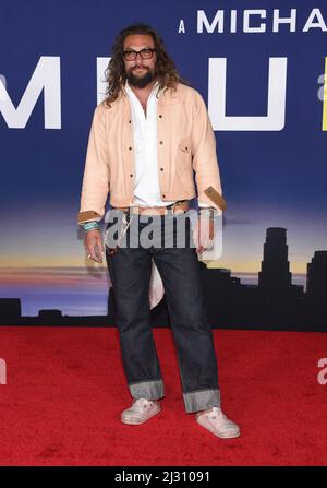 Jason Momoa arriving to the ‘Ambulance’ Los Angeles Premiere at Academy Museum on April 04, 2022 in Los Angeles, CA. © OConnor/AFF-USA.com Credit: AFF/Alamy Live News Stock Photo