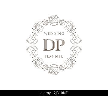 DP Initials letter Wedding monogram logos collection, hand drawn modern minimalistic and floral templates for Invitation cards, Save the Date, elegant Stock Vector