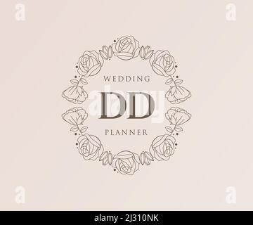 DD Initials letter Wedding monogram logos collection, hand drawn modern minimalistic and floral templates for Invitation cards, Save the Date, elegant Stock Vector