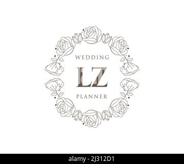 LZ Initials letter Wedding monogram logos collection, hand drawn modern ...