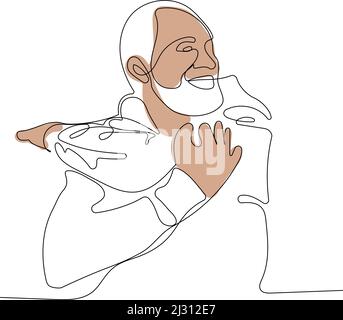 Minimal outline concept of man holding a scale Stock Vector