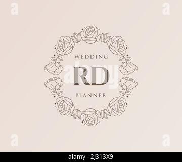 RD Initials letter Wedding monogram logos template, hand drawn modern ...
