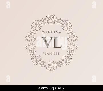 Vl Initial Wedding Invitation Love Icon Template Vector Stock