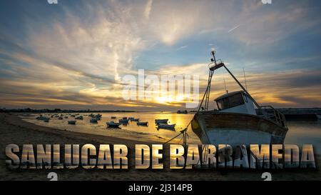 Sanlucar de Barrameda is a city in the northwest of Cadiz province, part of the autonomous community of Andalucia in southern Spain. Stock Photo