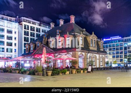 FRANKFURT, GERMANY - OCT 27, 2017: Night scene with Hauptwache, a former guard-house which today stands in the middle of a square bearing its name in Stock Photo