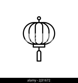 Oriental paper lantern line icon. linear style sign for mobile concept and web design. Japanese lantern outline vector icon. Symbol, logo illustration Stock Vector