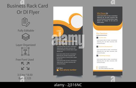 Modern and Simple Business Rack Card Template. professional & business dl flyer -rack card vector template design. Editable creative dl flyer design Stock Vector