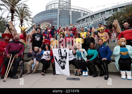 April 2, 2022: The LA AWAY TEAM a  Star Trek Cosplayer group  at Wondercon  on Saturday April 2, 2022 in Anaheim, California (Credit Image: © Marissa Carter/ZUMA Press Wire) Stock Photo