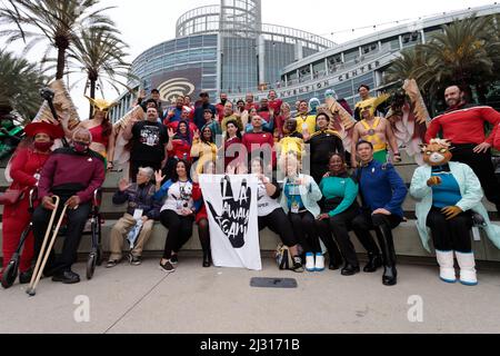 April 2, 2022: The LA AWAY TEAM a  Star Trek Cosplayer group  at Wondercon  on Saturday April 2, 2022 in Anaheim, California (Credit Image: © Marissa Carter/ZUMA Press Wire) Stock Photo