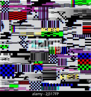 Glitch texture. No signal TV screen. Error. Retro style vector. Stock Vector