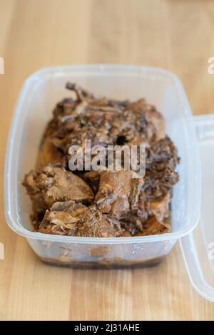 A bowl of Chicken Adobo, Traditional Philippine Sauce Stock Photo