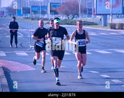 People running Zagreb spring half marathon Stock Photo