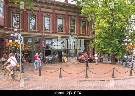 Vancouver, Gastown, Gassy Jack, bronze statue of city founder John Deighton Stock Photo