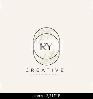 RY Initial Letter Flower Logo Template Vector premium vector Stock Vector