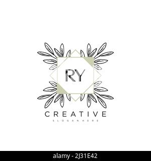 RY Initial Letter Flower Logo Template Vector premium vector Stock Vector