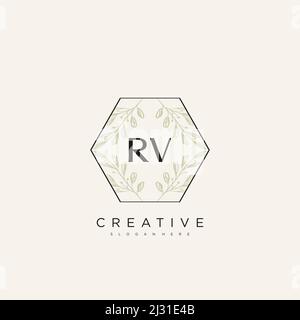 RV Initial Letter Flower Logo Template Vector premium vector Stock Vector