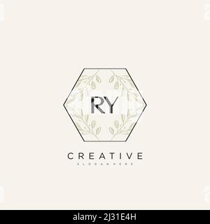 RY Initial Letter Flower Logo Template Vector premium vector Stock Vector
