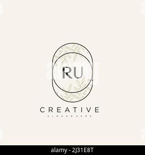 RU Initial Letter Flower Logo Template Vector premium vector Stock Vector