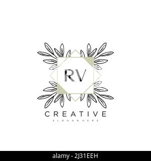 RV Initial Letter Flower Logo Template Vector premium vector Stock Vector